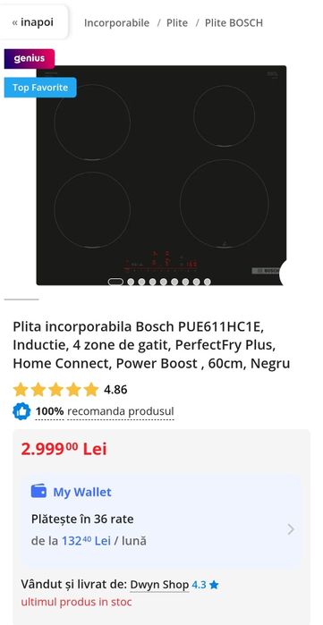 Plită Inducție Bosch PUE611HC1E - Nouă, Factură și Garanție