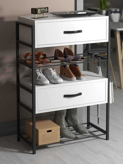 Шкаф за обувки с 4 рафта и 2 врати/ Етажерка за обувки/ Рафт за обувки