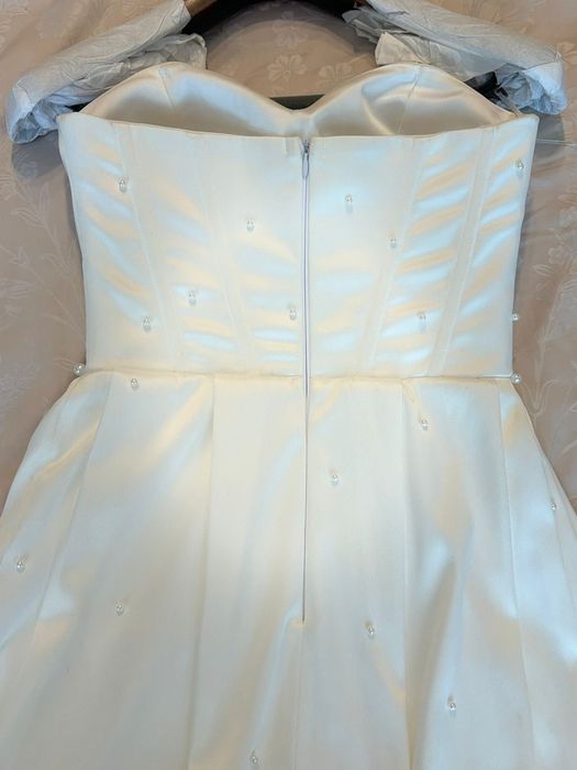 Rochie tafta alba perle