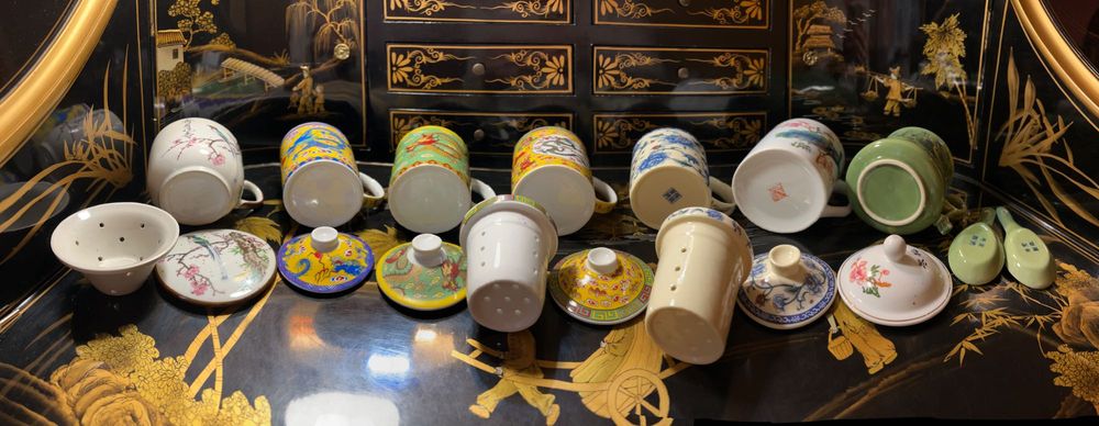 Colecție căni ceai chinezești din porțelan fin