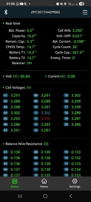 Baterie 72v 10ah BMS JK smart