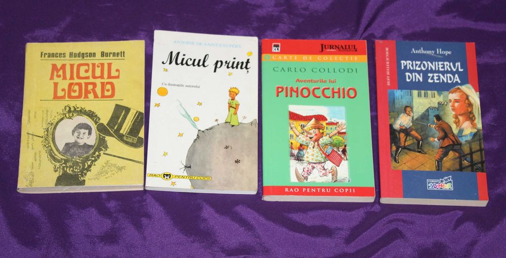 22 carti pentru copii Pinocchio Micul Print Micutele doamne Prizonierul din Zenda Erich Kastner Emil si detectivii Comandantul cetatii de zapada