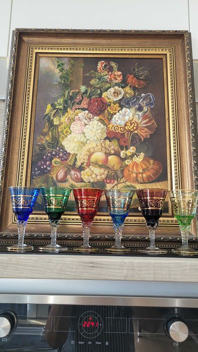 Murano Антикварни Цветни Кристални Чаши  Италия