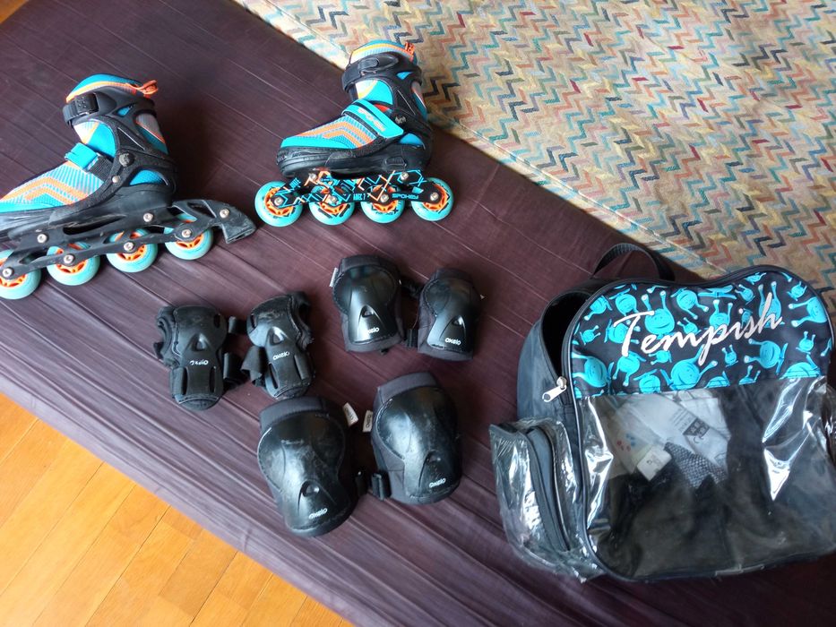 Ролери Spokey регулируеми - 31-34 номер + сет протектори и раница