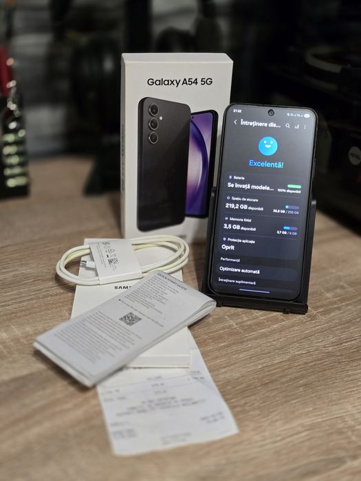 Samsung Galaxy A54 5G, 256GB, 8GB RAM, Negru, Full box, Impecabil!