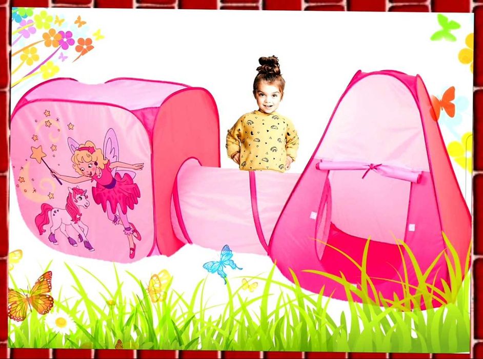 Палатка за игра с тунел 3в1, 280х80х100см детски палатки къщичка