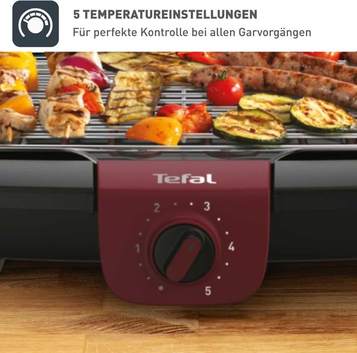 ПРОМО Нова 2г Гаранция Мощна Електрическа Скара Tefal EasyGrill Red BG90E5, 2300W