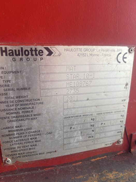 Nacela elwctrica Haulotte star10 metri jlg