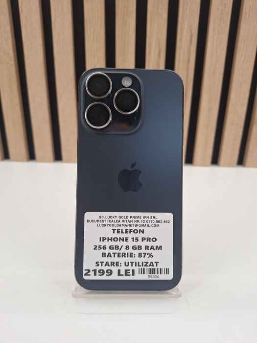 Iphone 15 Pro / 256GB / 87% BAT / Garantie / Factura / #58826