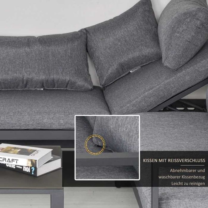 Комплект градински мебели Outsunny от 3 части, регулируема седалка