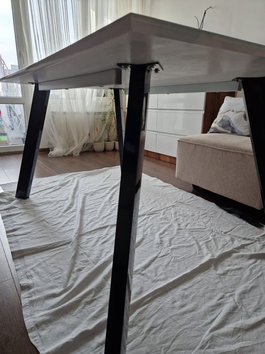 Маса 90/150см плот бял гланц