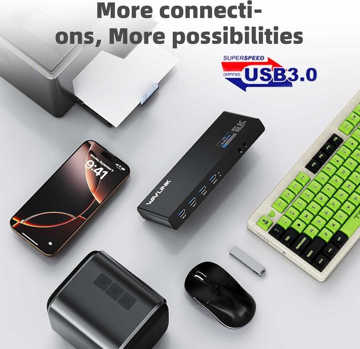 Универсална докинг станция Displaylink WAVLINK USB C с 2x HDMI и DP