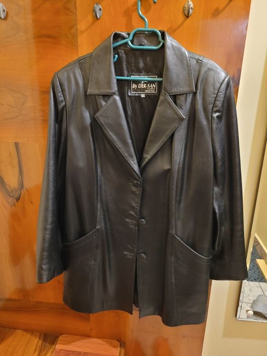 Haina de piele, neagra, dama, XXL