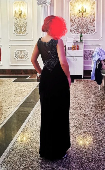 Rochie eleganta din catifea neagra de designer AnamiCotture cu dantela