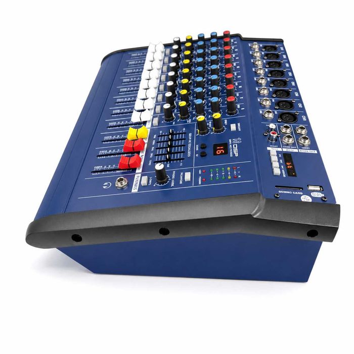 Mixer audio 2 X 500W 8 canale PMX802D cu amplificator USB Bluetooth 16 efecte DSP Egalizator