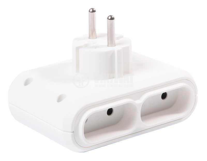Adaptor 4 prize Legrand 049400, 6 A, alb, contact de protectie, protectie copii, iesiri laterale
