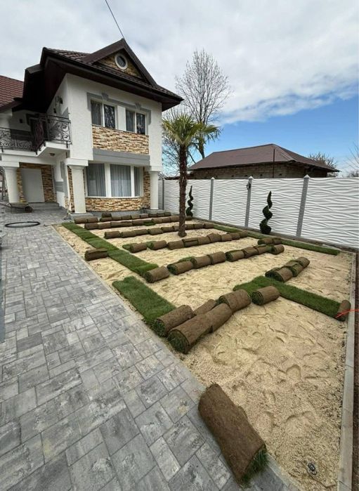 Plante ornamenatle si gazon rulou cu sistem de irigati