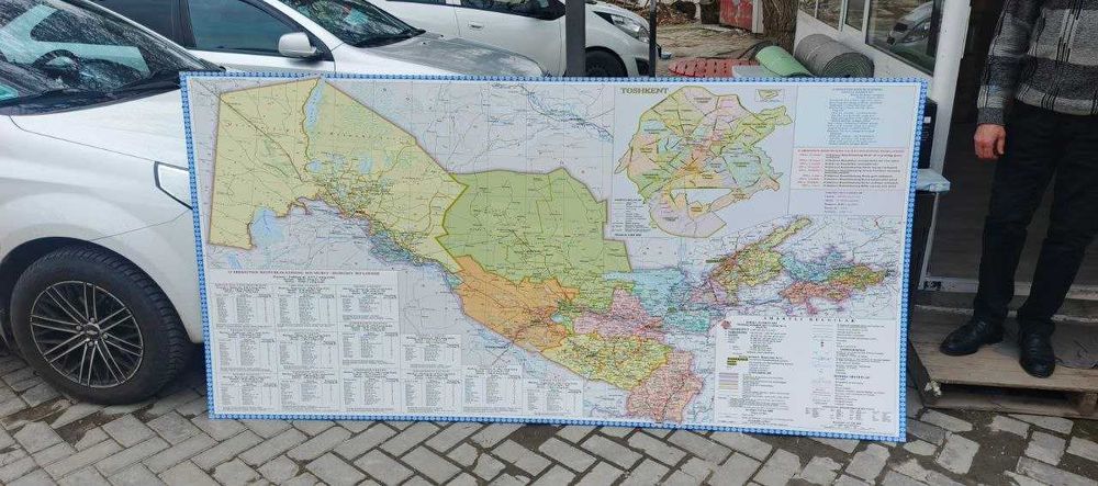 Большая карта Узбекистана интеьерная на стену 240х120х5 мм ПВХ