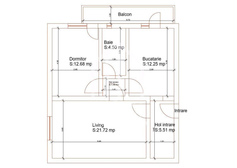 Apartament de vanzate in Sibiu cu 2 camere mobilat, bloc cu lift