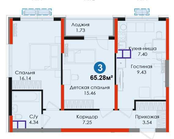 БИЗНЕС! 3-комнатная-65,28 м²! Уста Ширин.  1 кв.м.- 13,5  МЛН.сум (XS)