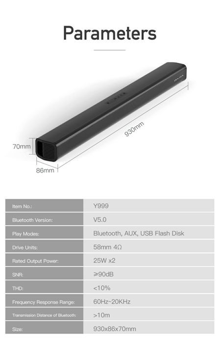 Саундбар Awei y999 с двойными динамиками 50W домашний кинотеатр