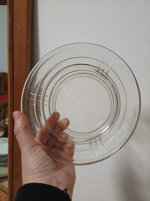 Bol farfurie de servire sticla presata vintage