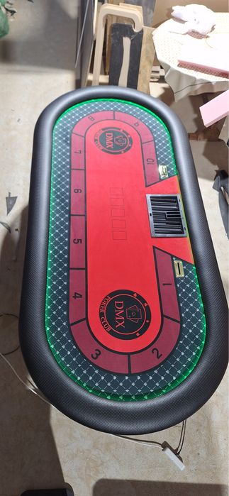 Masa Poker DMX personalizata stoc CustomTables.eu jetoane ceramice