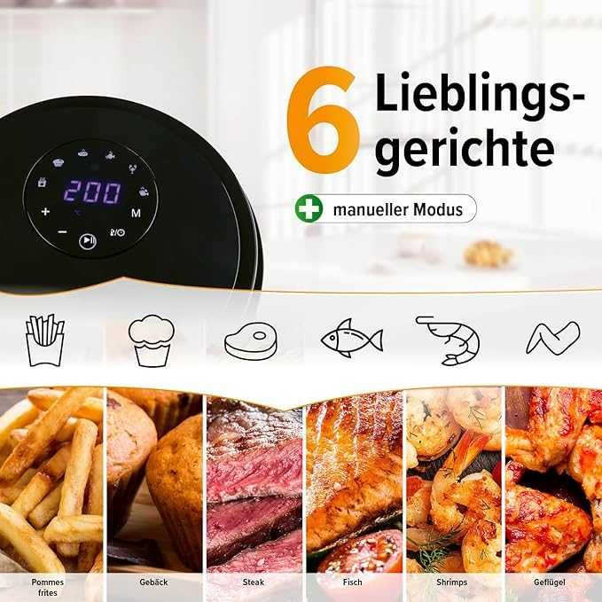 Фритюрник с горещ въздух GOURMETmaxx 3L Airfryer 8 функции, 6 програми