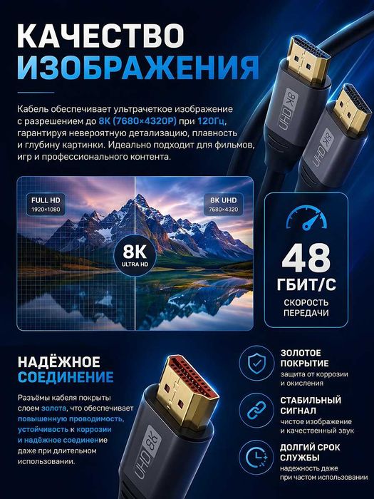 HDMI кабель 8K 3М