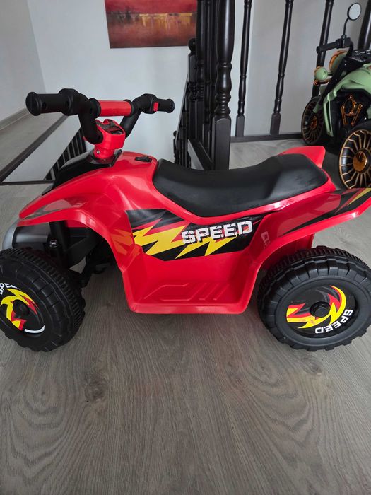 ATV Quad electric pentru copii, Homcom, Cu baterie reincarcabila de 6 V, 18-36 luni, 72 x 40 x 45.5cm, Rosu