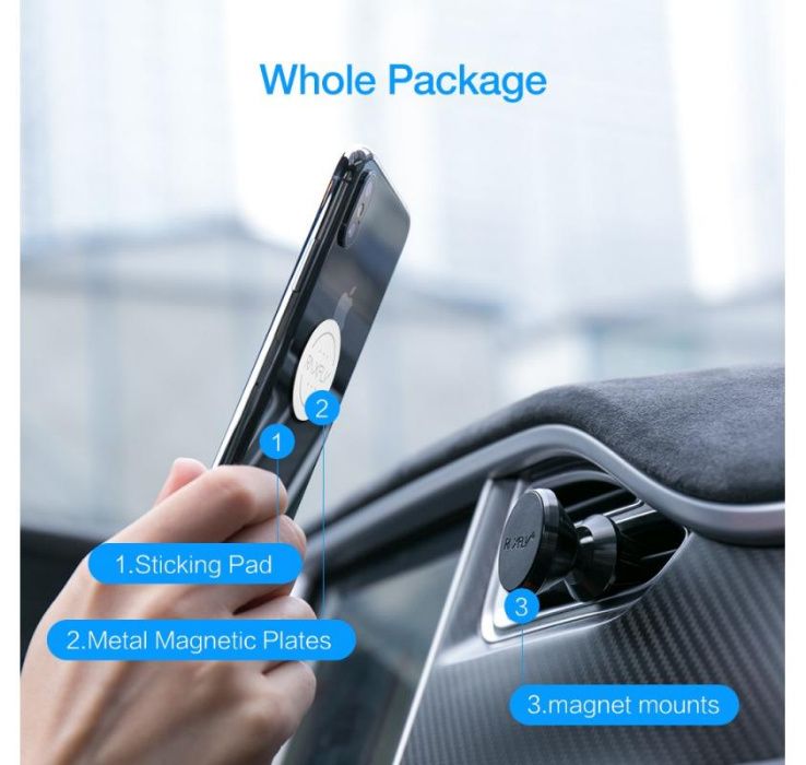 Suport auto magnetic prindere in grila telefon Samsung iPhone Huawei
