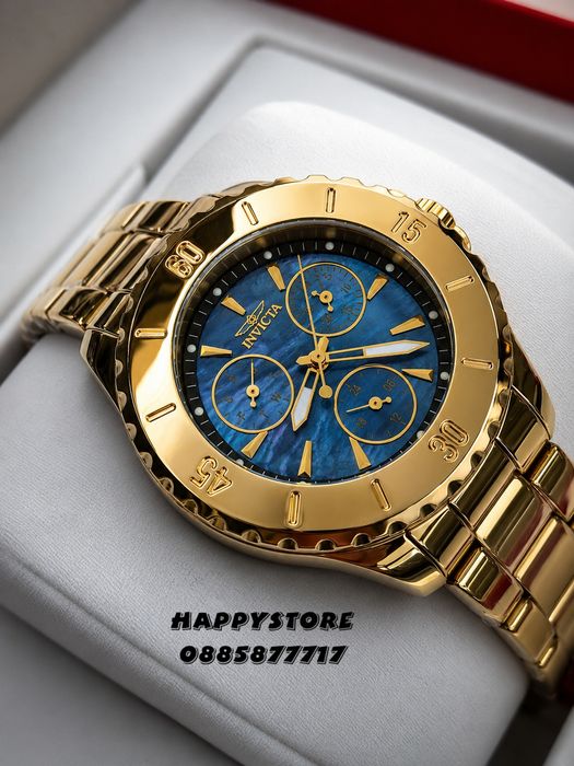 INVICTA Mother of pearl blue dial women 38 mm, Инвикта нов дамски часовник