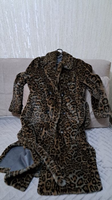 Длинная шуба леопард