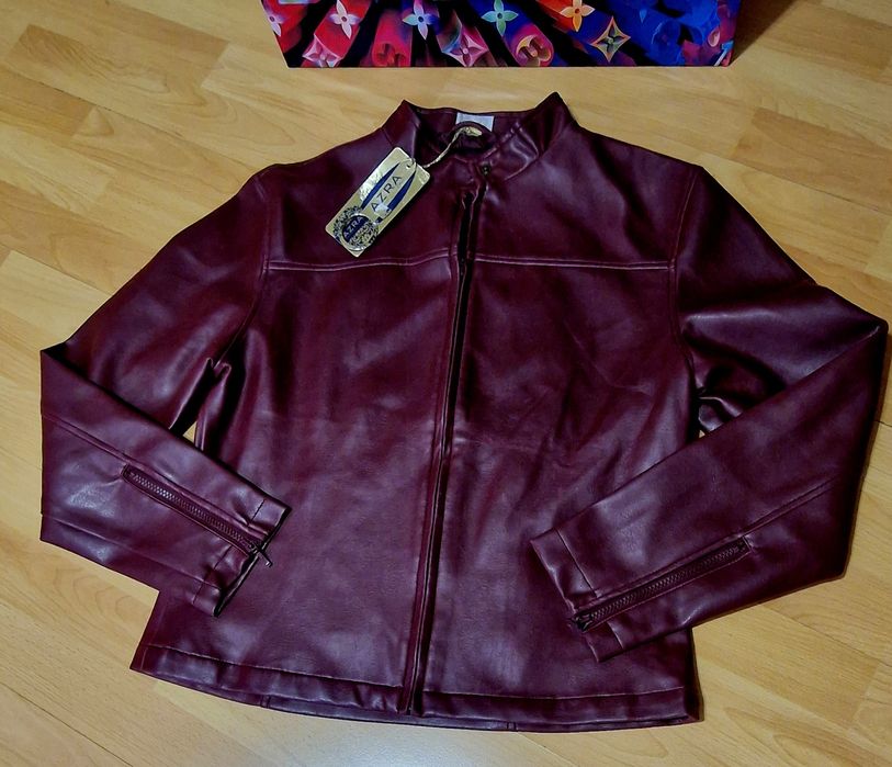 Jacheta piele eco burgundia dama super model import Italia