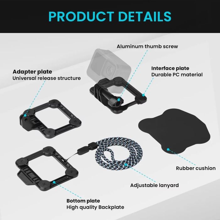 Suport magnetic piept action camera compatibil GoPro/Osmo/Yi