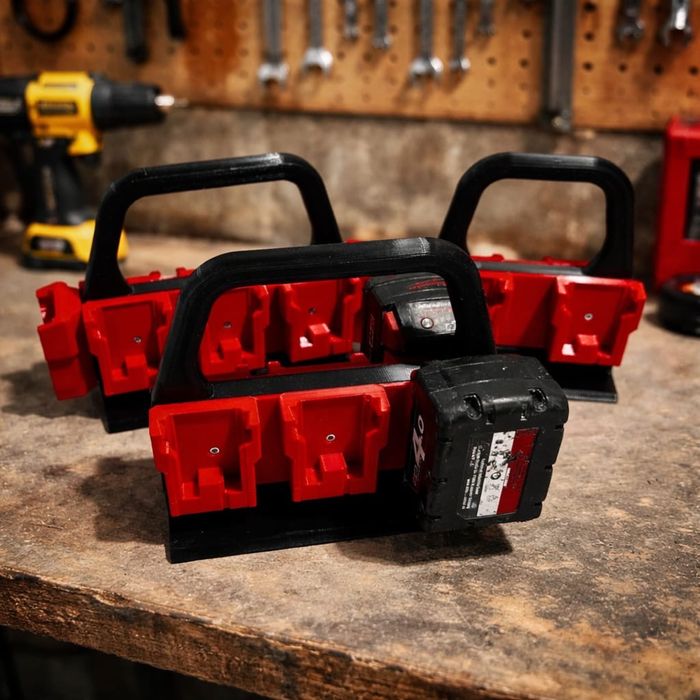 Geanta / Suport pana la 8 acumulatori Milwaukee M18