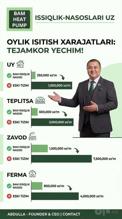 Тепловой Насос Шайхантахур Issiqlik Nasoslari Shayhontohur -40% SKIDKA