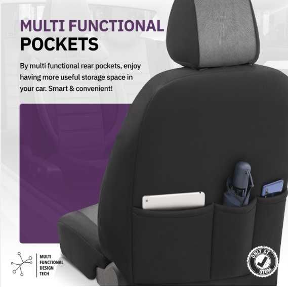 Луксозна тапицерия OTOM текстил с еко кожа COMFORT LINE Design – Сиво-Черна със сив шев