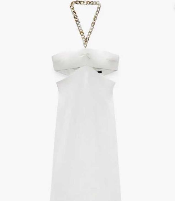 Zara rochie cut out alb lant la gat midi super calitate XS noua