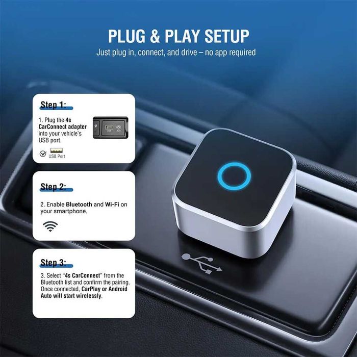 Безжичен адаптер за Apple CarPlay и Android Auto | 2в1 | USB-A/USB-C