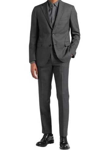 Sacou blazer L XL slim Eduard Dressler lana super 130's gri inchis