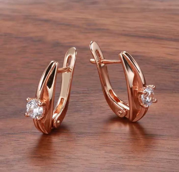 GP12, cercei placati aur,noi/marcati,incuietoare sigura,zirconiu alb