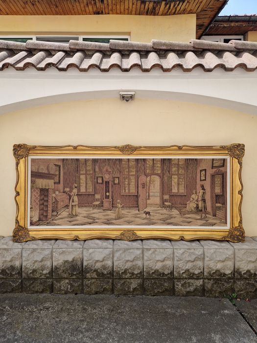 Уникален огромен антикварен белгийски гоблен