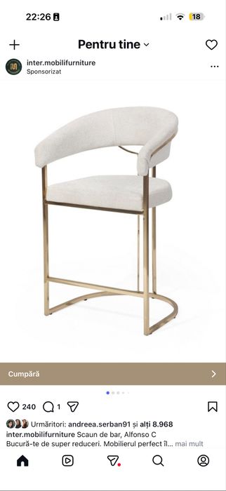 Scaun bar intermobili