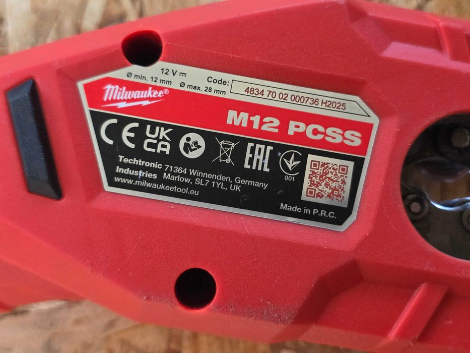 Masina Taiat Debitat Tevi Cupru Inox Instalatii Sanitare Milwaukee M12 PCSS Acumulator 12V Incarcator