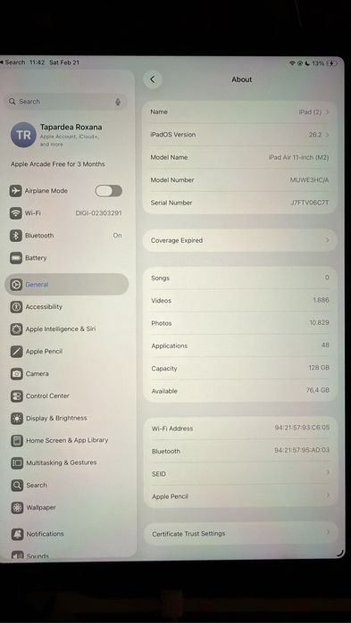 Ipad air 11” 2024, M2