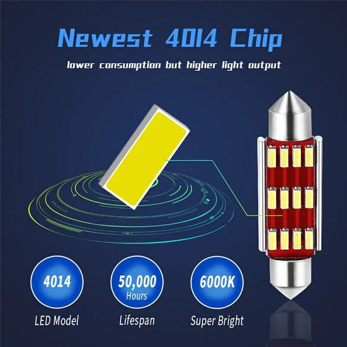 Bec Led Sofit C5W/31/36/39/41mm (lumină Alb-Rece foarte puternică)