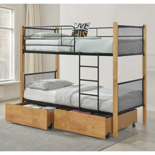 Двуетажно легло Puzzle-home Ε8039, Дърво и Метал, 95x200x158 см