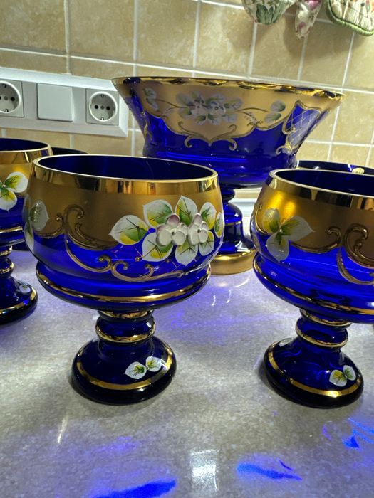 Богемское стекло синий и красный оригинал