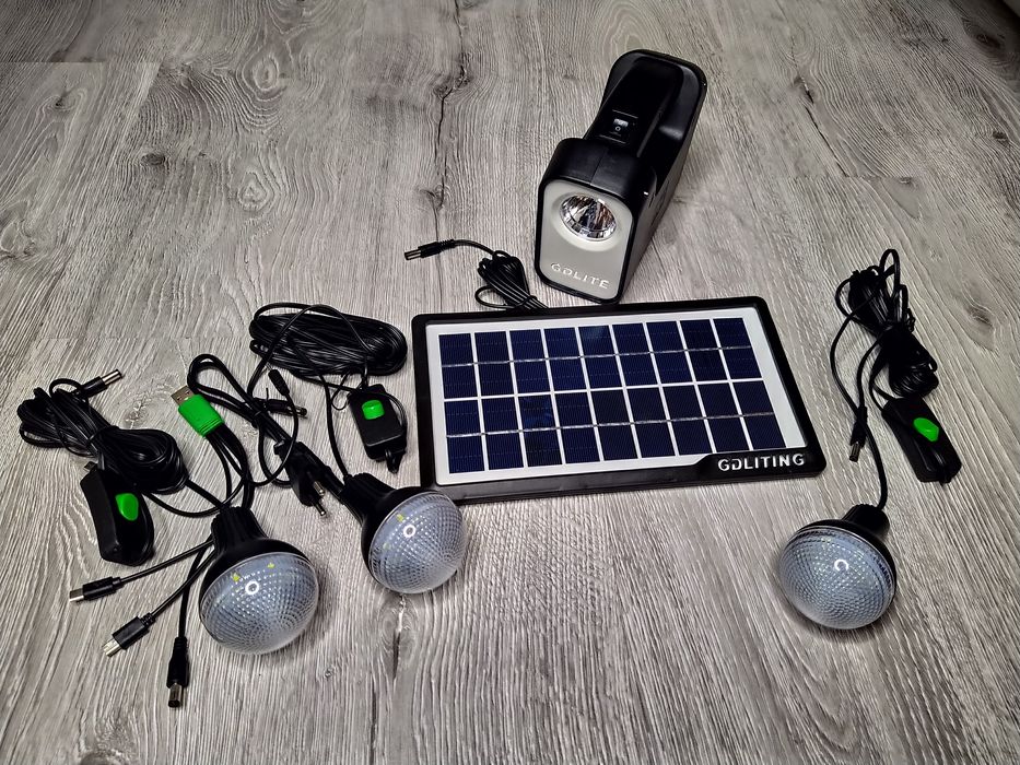 Sistem Iluminare Camping GDLite-3 cu Incarcare Solara, 3 Becuri LED